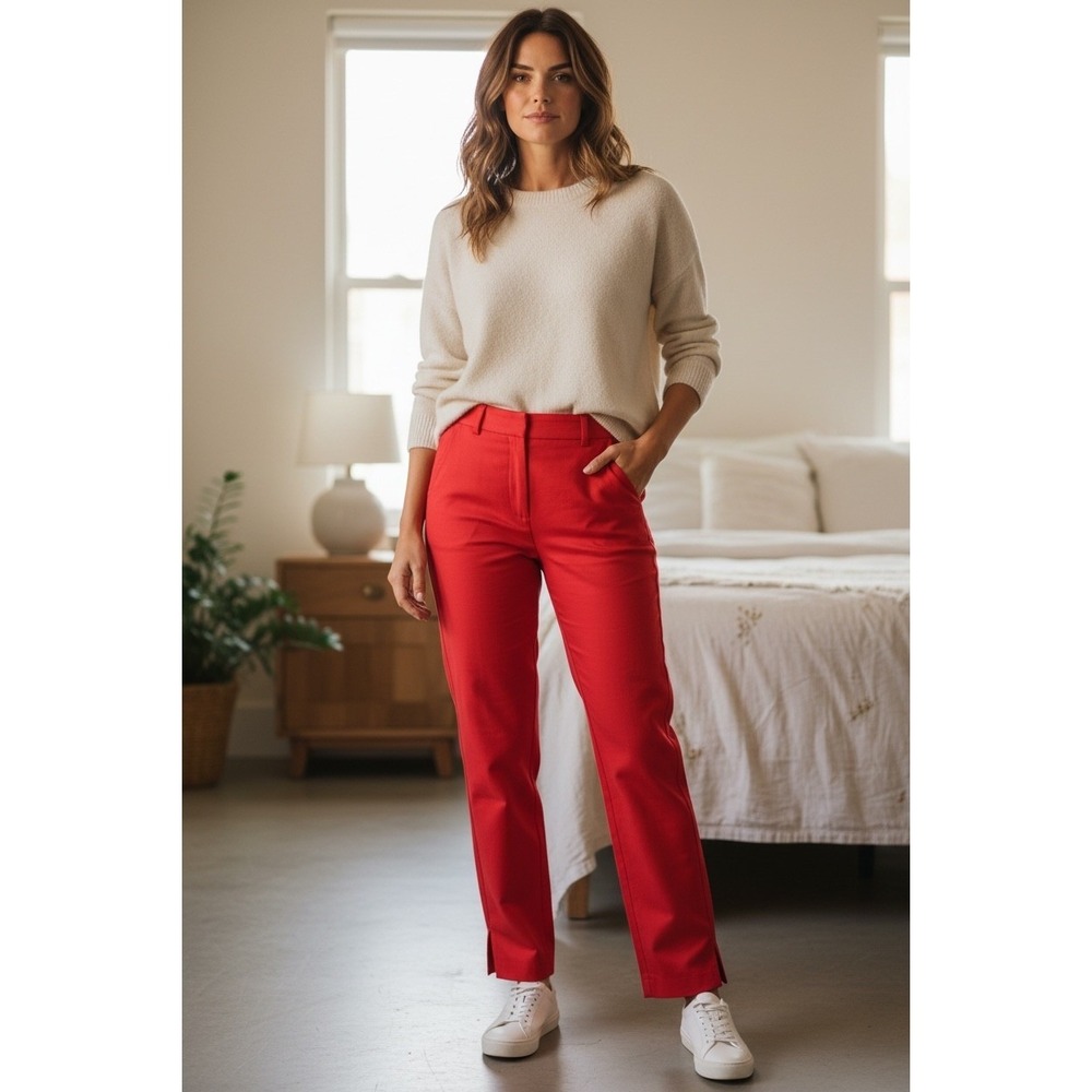 Talbots Hampshire Women's Petite 16WP Red Straight Leg Ankle Pants EUC